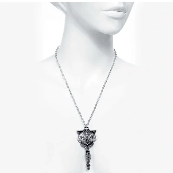 Alchemy gothic cat mirror necklace - Picture 2 of 5